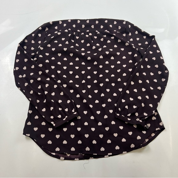 Ann Taylor loft women’s black heart blouse S L21-32 - Picture 3 of 6